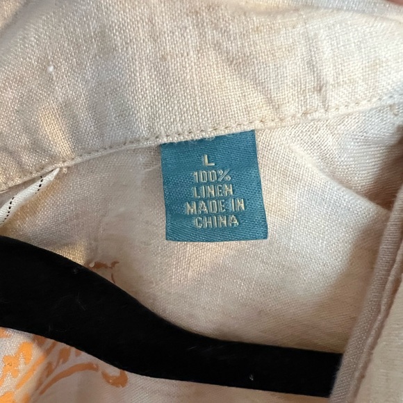 100% Linen Men's Large Button Down Shirt - Picture 3 of 7